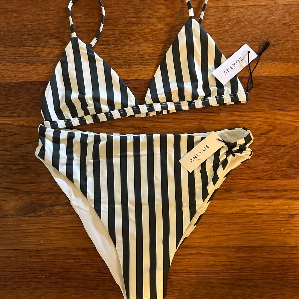 Anemos Green Stripe Two Piece Bathing Suit